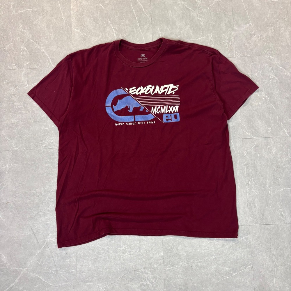 Ecko Unltd Mens 2XL Maroon Rhino Graphic T-Shirt Short Sleeve EF-710025 Burgundy